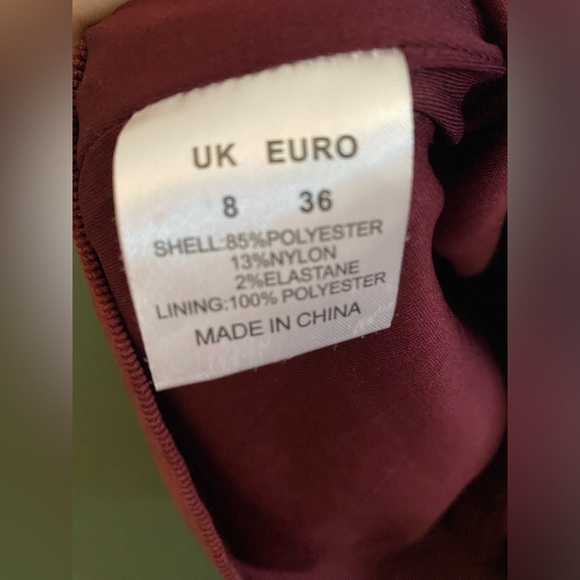 mini dress sleeveless corduroy Madam Rage burgundy red high neck side zip UK8 - Picture 11 of 15